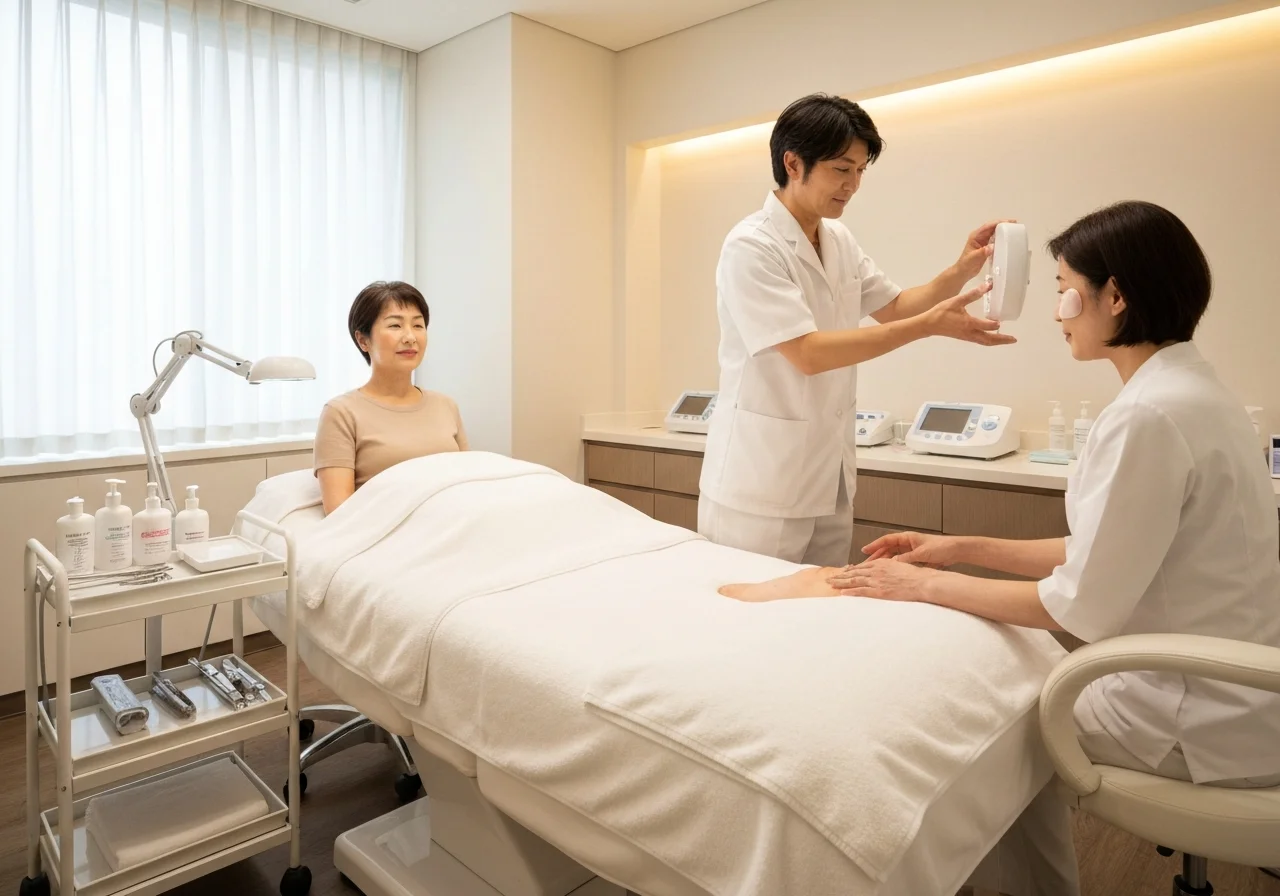 施術前の相談テーブルと落ち着いた店内の様子